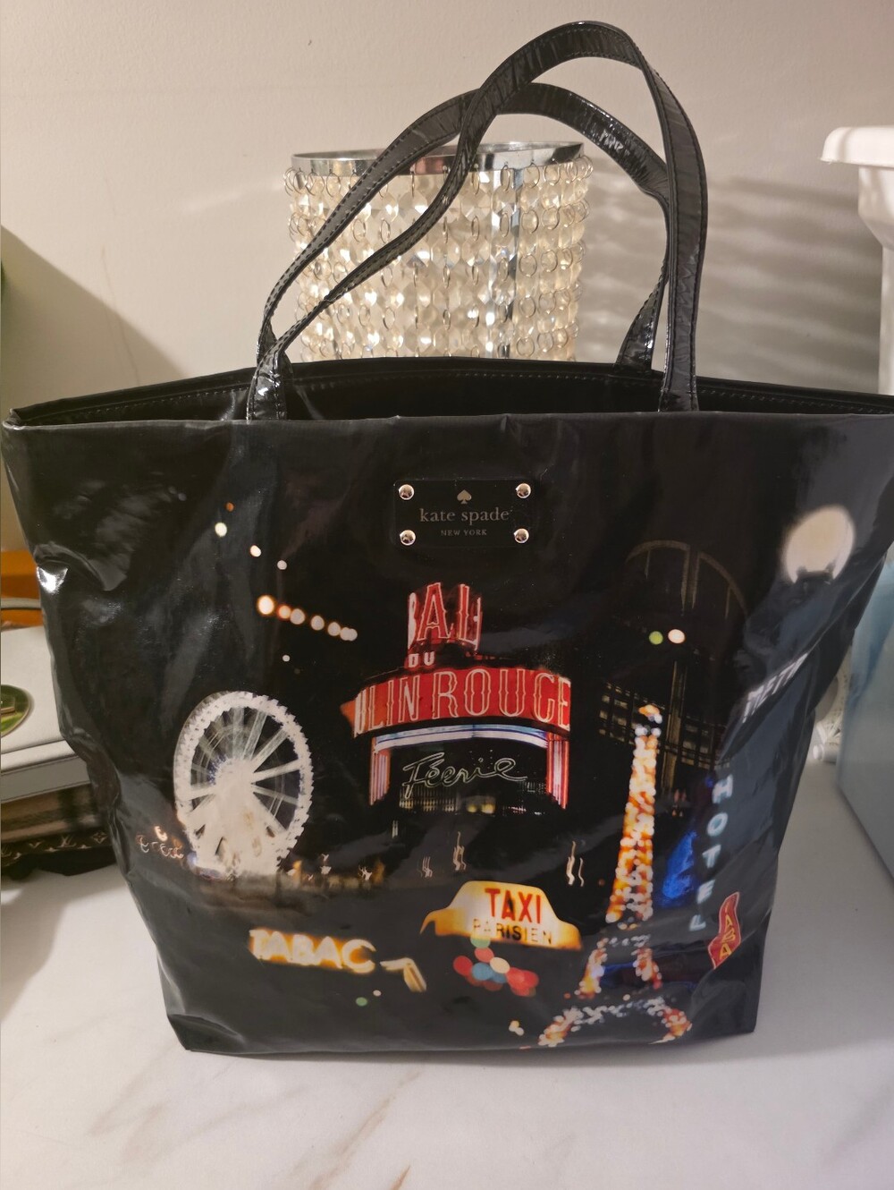 kate spade Black Moulin Rouge Print Tote